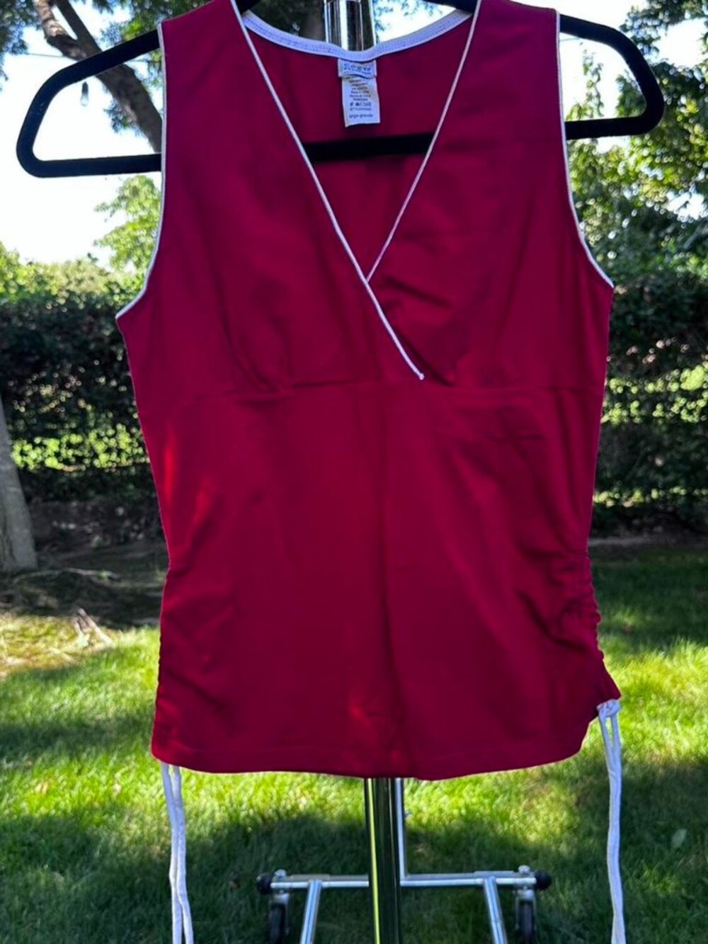 Y2K Red Tank With Cinch Adjustable Sides Size L Measures Size S by Cozy USA